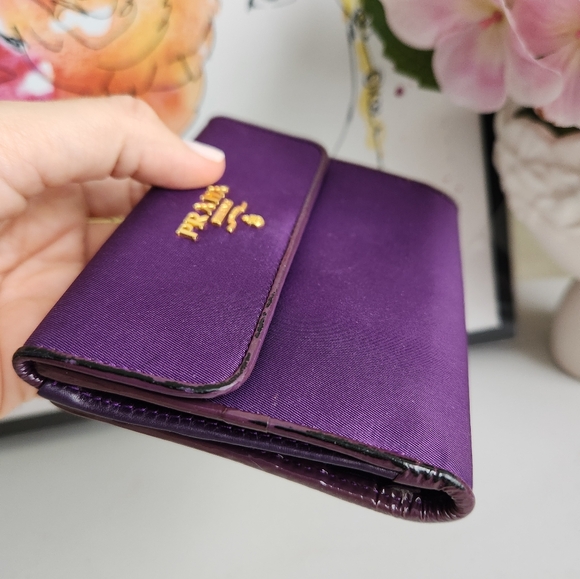 PRADA Purple Nylon and Leather Compact Wallet - Picture 13 of 15